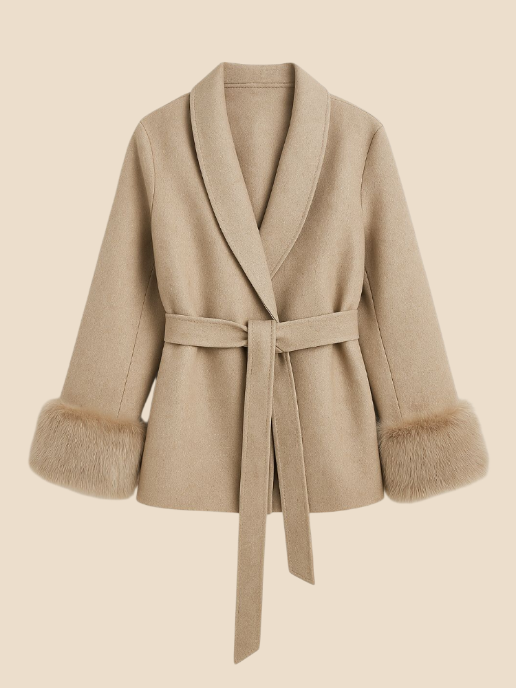 Althea – Furry-Cuff Belted Coat