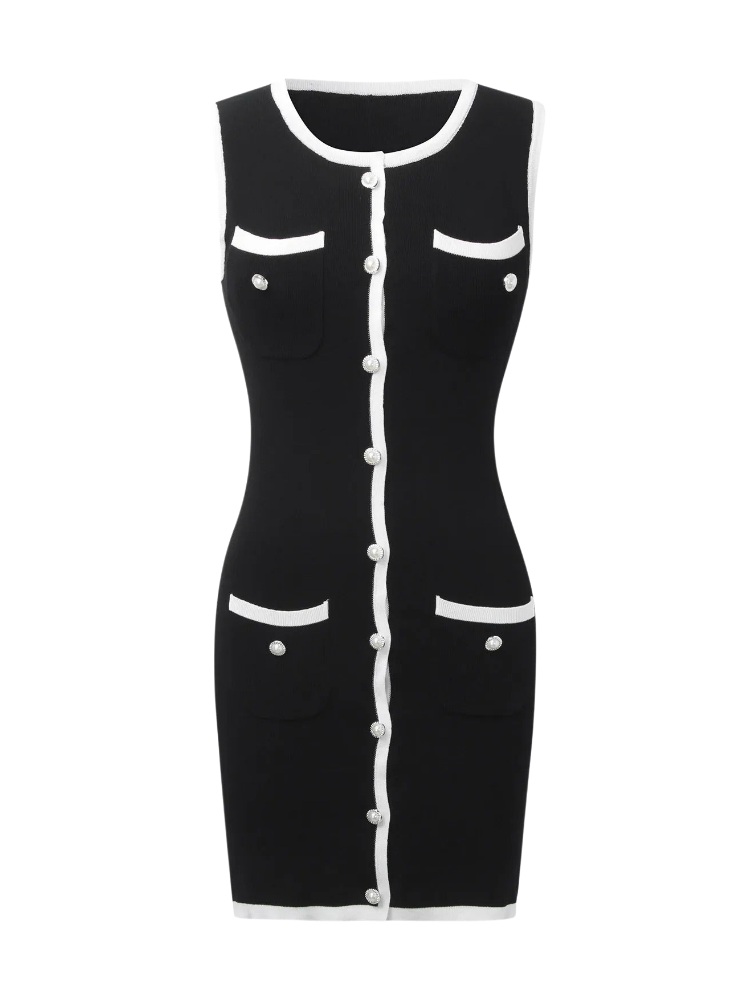 Monroe – Pearl Trim Knit Mini Dress