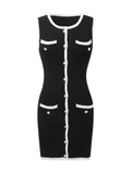 Monroe – Pearl Trim Knit Mini Dress