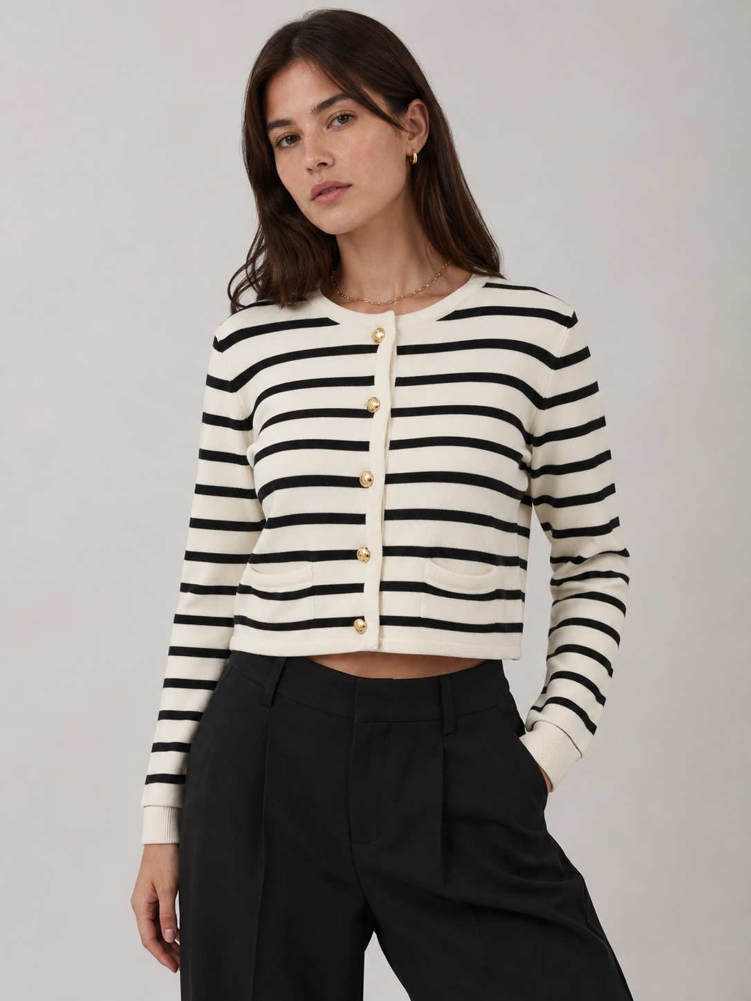 Puro - Striped Crop Cardigan