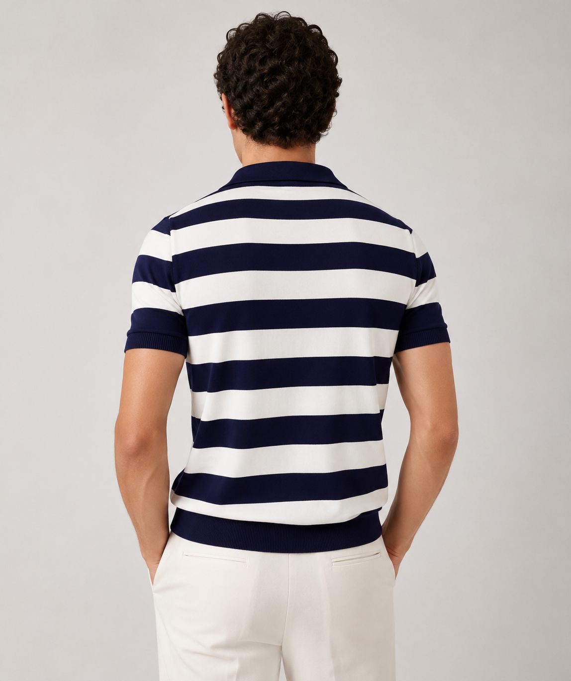 Vento – Striped Knit Polo Shirt