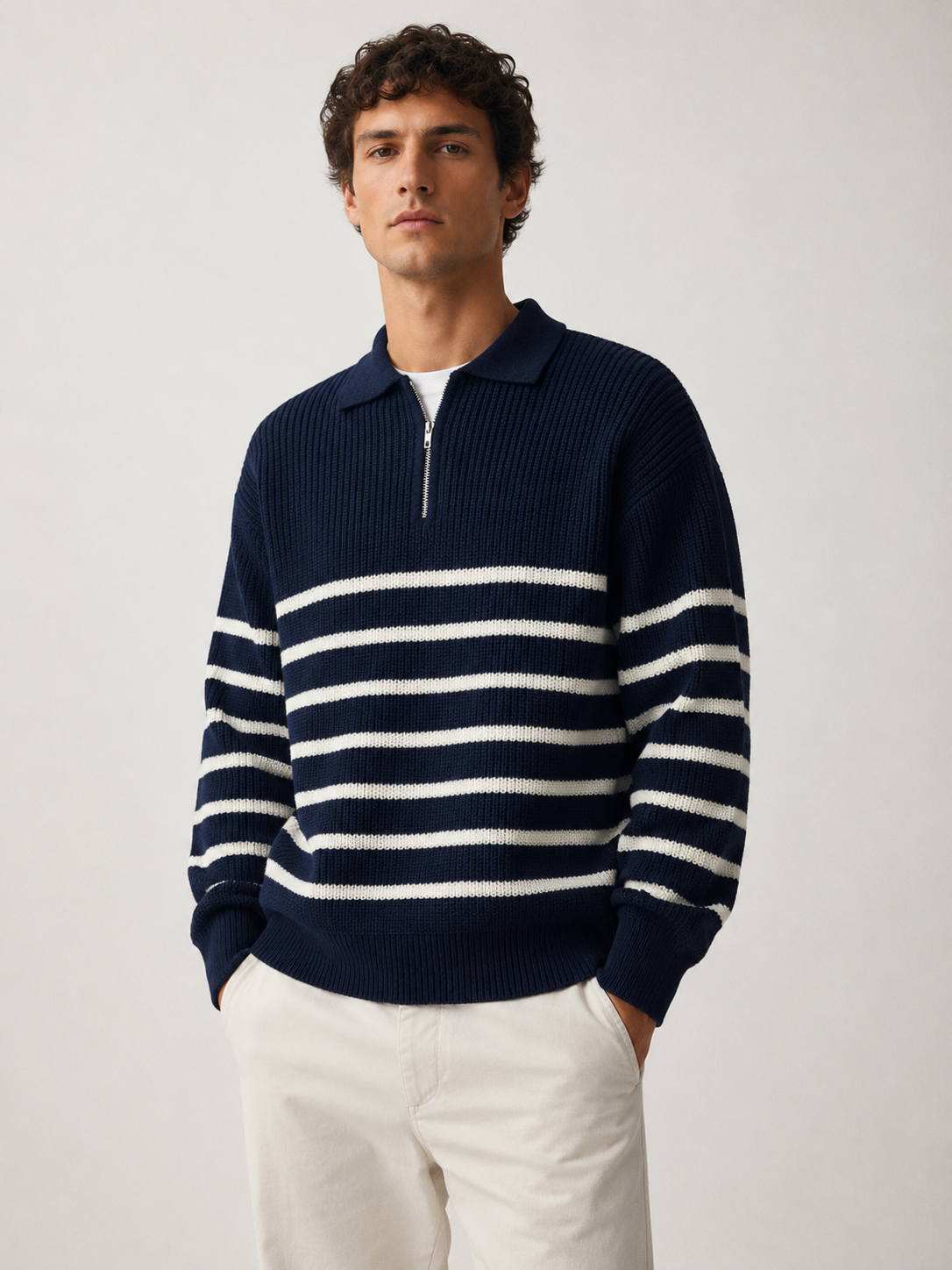 Lupo - Half-Zip Striped Sweater