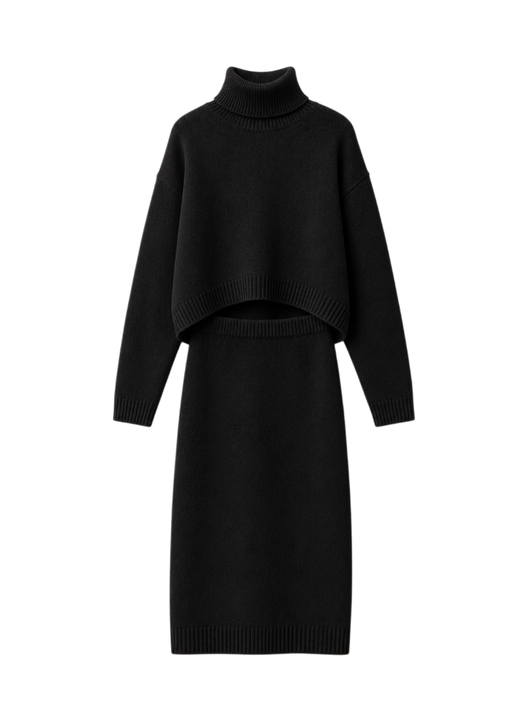 Adeline – Turtleneck Knit Skirt Set