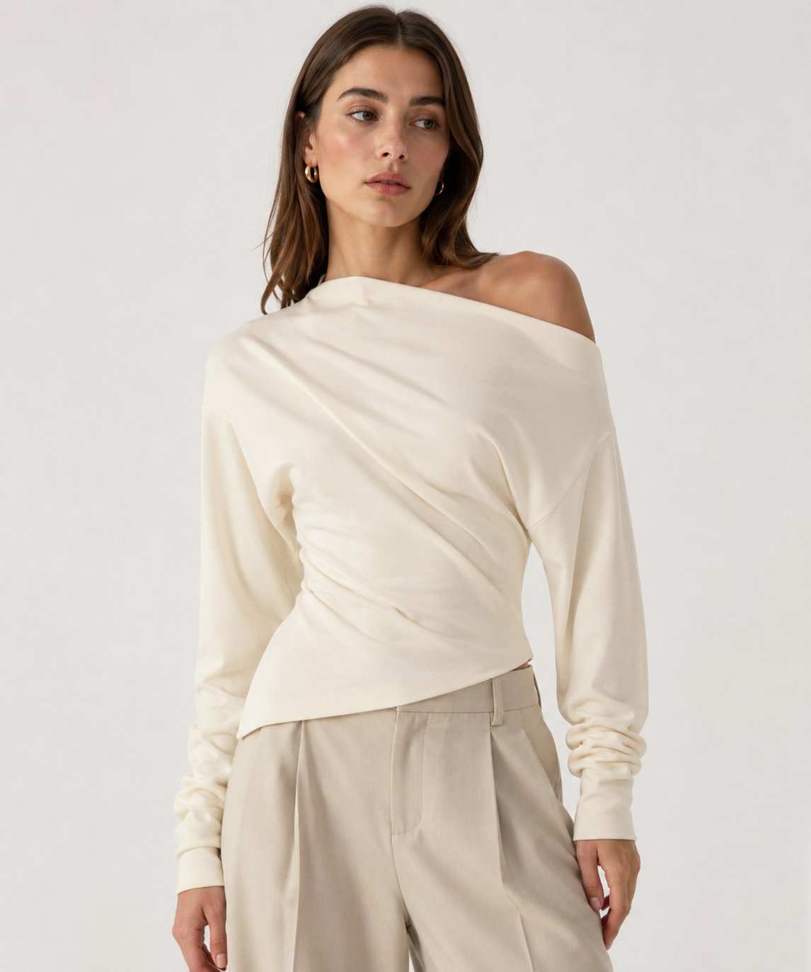 Auriel – Asymmetrical Off-Shoulder Long Sleeve Top
