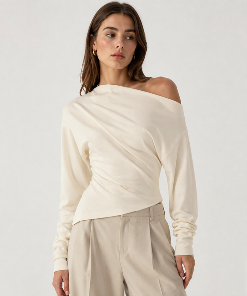 Auriel – Asymmetrical Off-Shoulder Long Sleeve Top