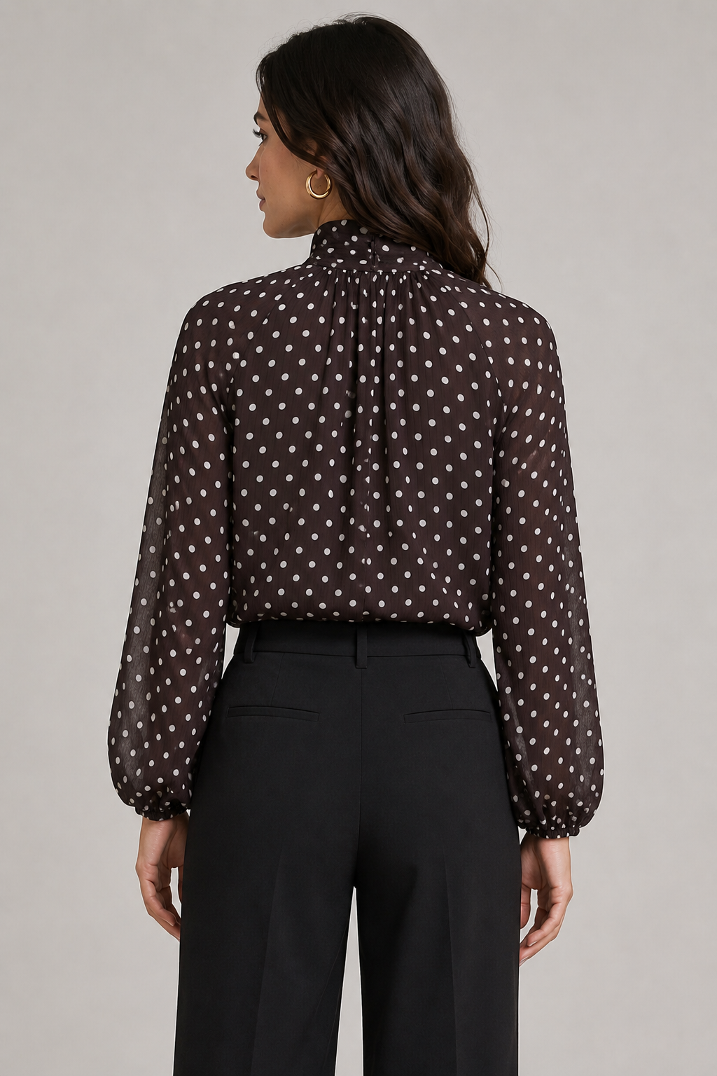 Odette – Polka Dot High-Neck Blouse