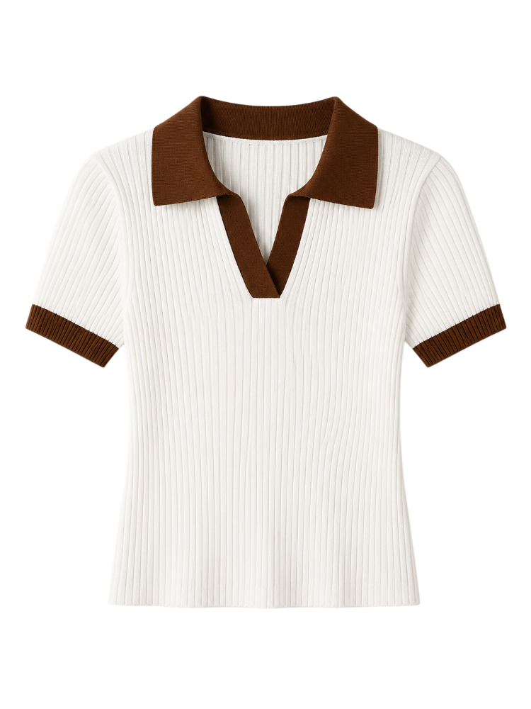 Brezza – Ribbed Knit Polo Top