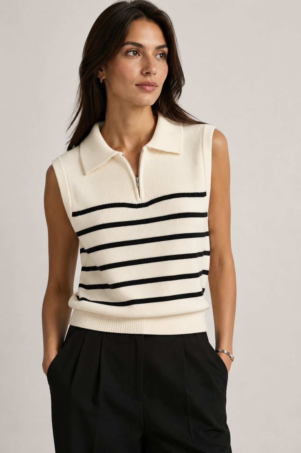 Ari - Striped Knit Vest