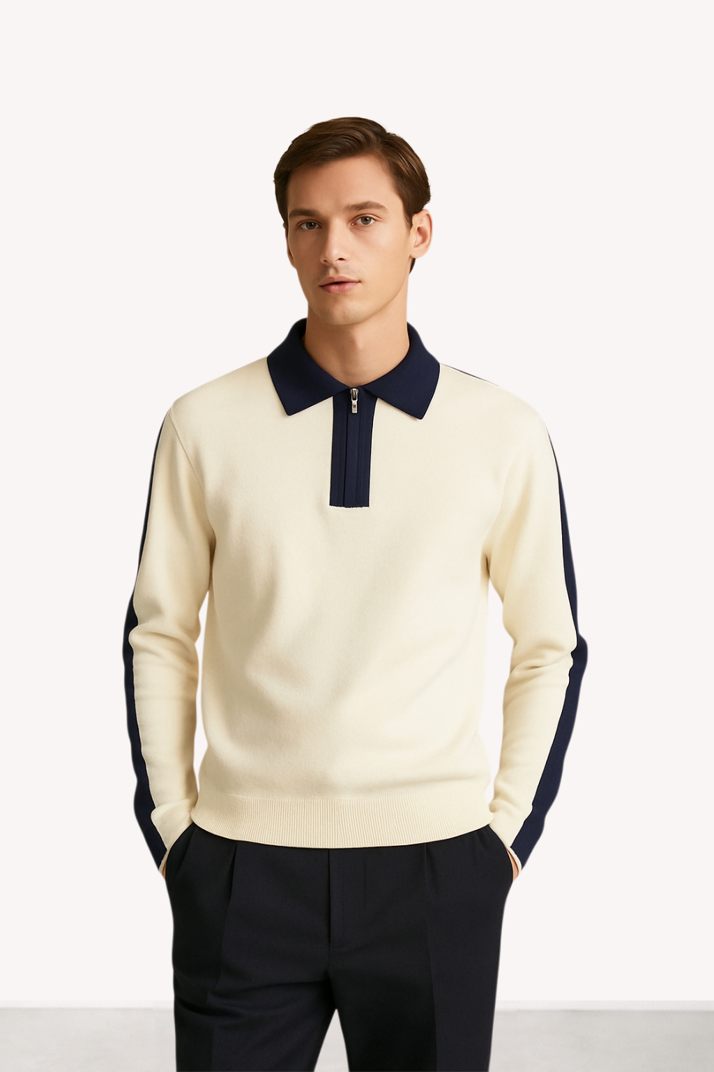 Nico - Contrast Knit Polo Sweater