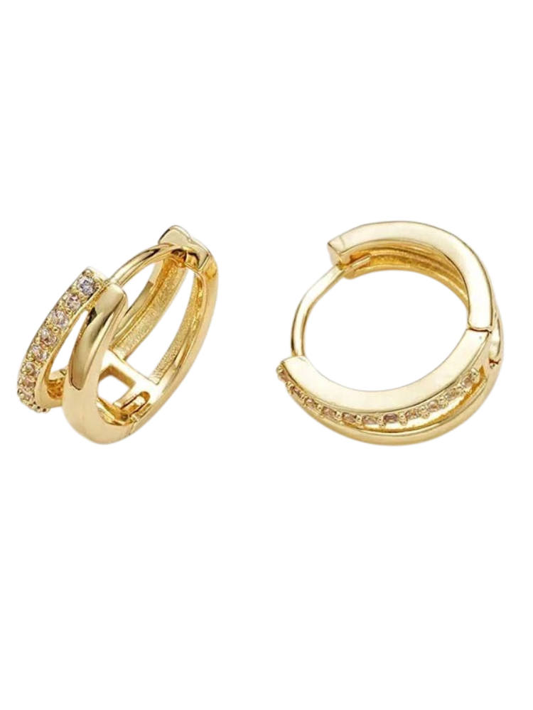 Umber – Double Layer Crystal Huggie Earrings