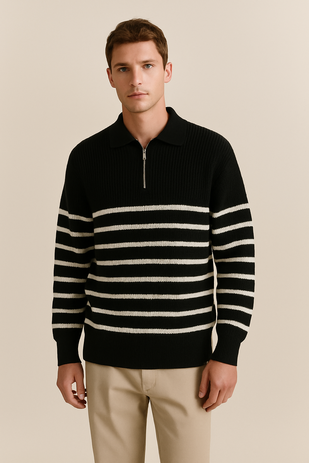 Lupo - Half-Zip Striped Sweater