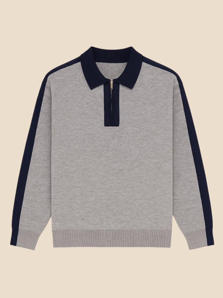 Nico - Contrast Knit Polo Sweater