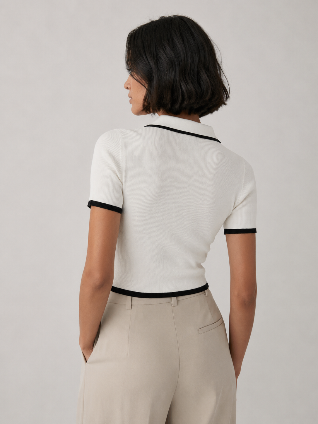 Liora - Contrast Knit Polo Top