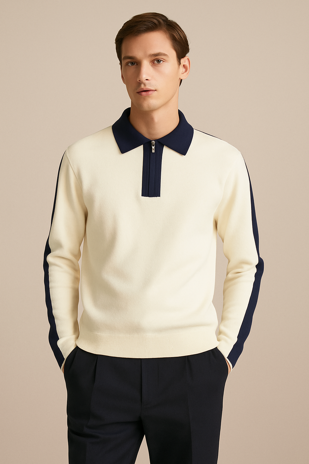 Nico - Contrast Knit Polo Sweater