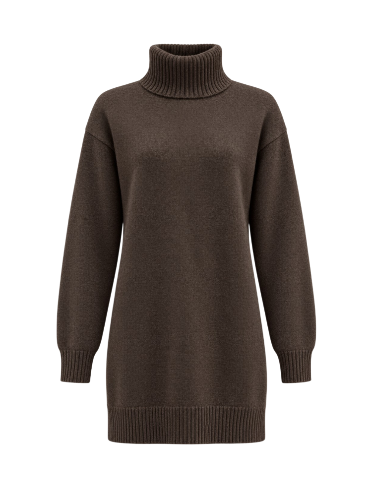 Sierra – High-Neck Knit Sweater Dress