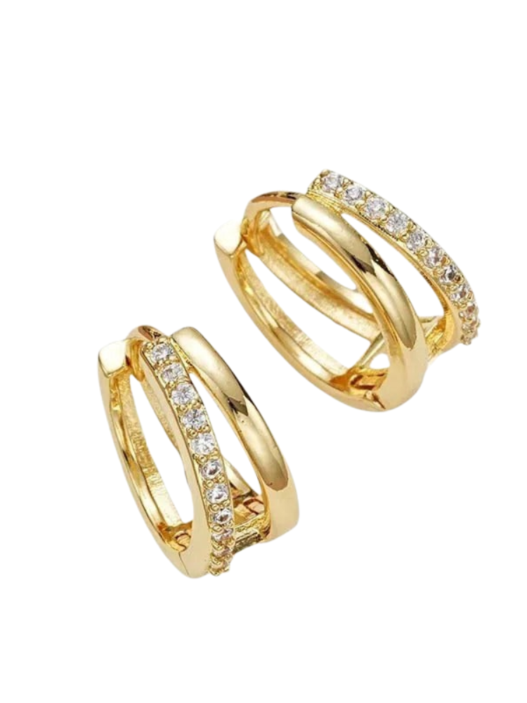 Umber – Double Layer Crystal Huggie Earrings
