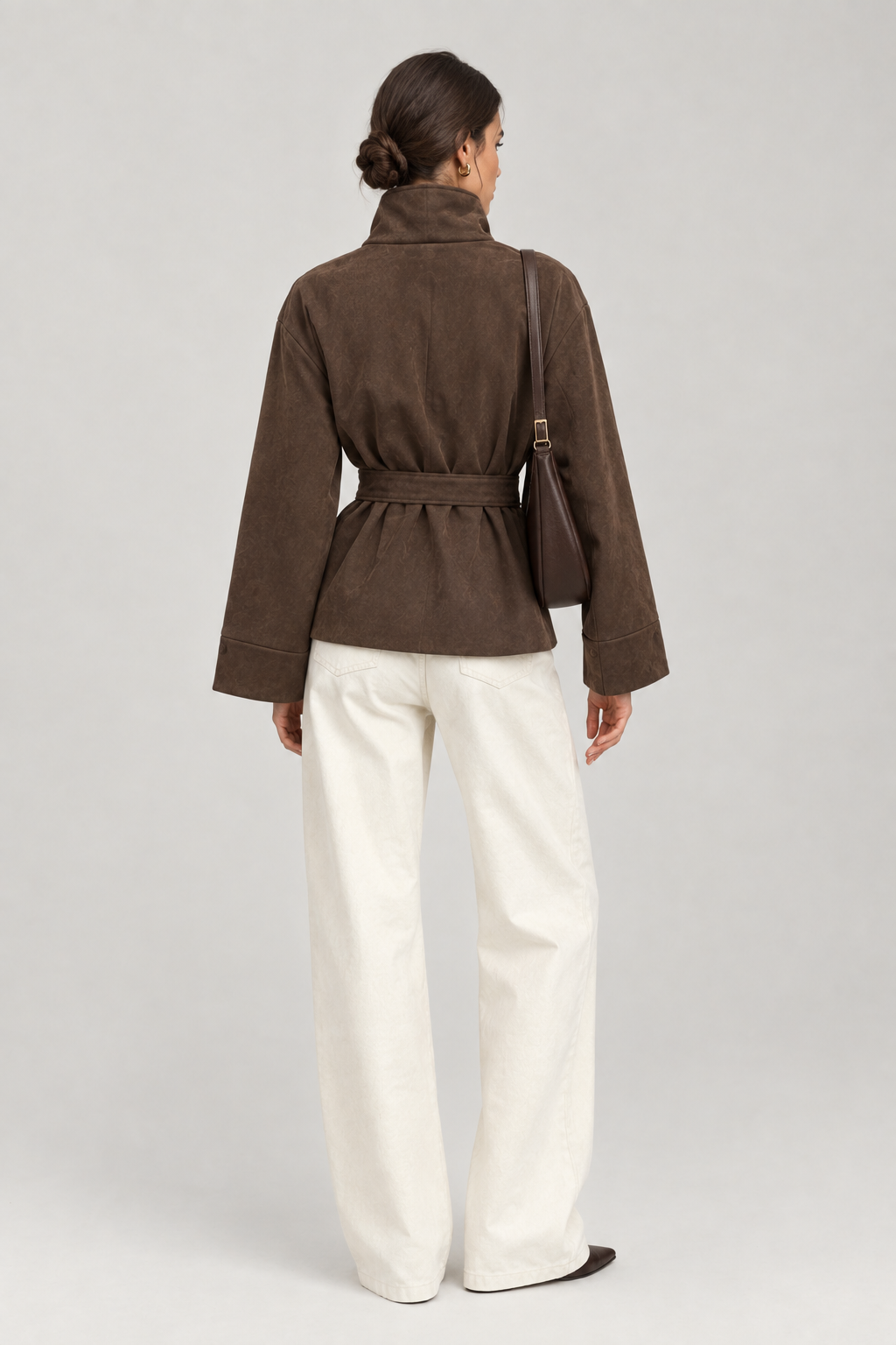 Tesa – Faux Suede Tie-Waist Jacket