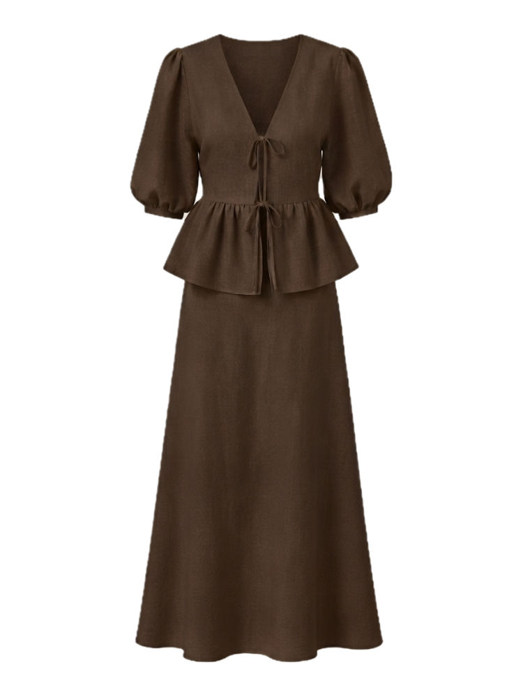 Elena – Cotton Tie-Front Skirt Set
