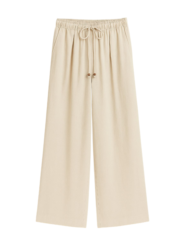Nola – Linen Blend Elastic Waist Pants