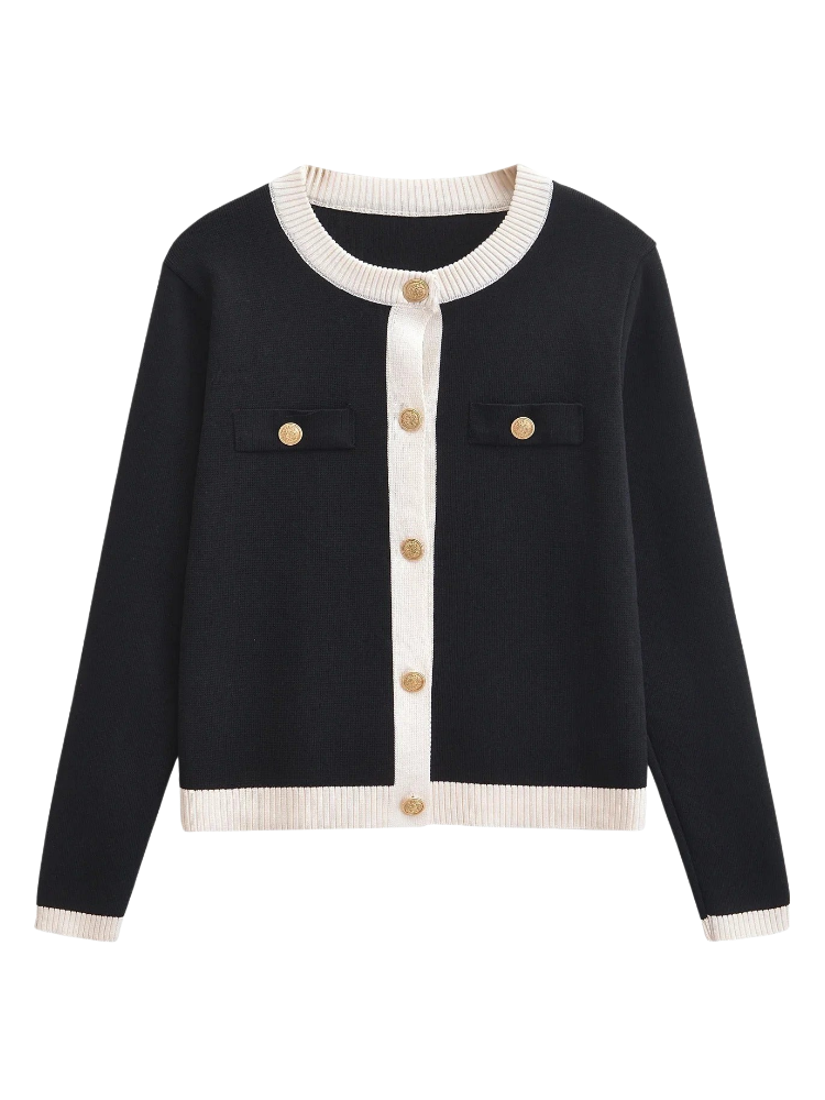 Camelia – Contrast Knit Cardigan