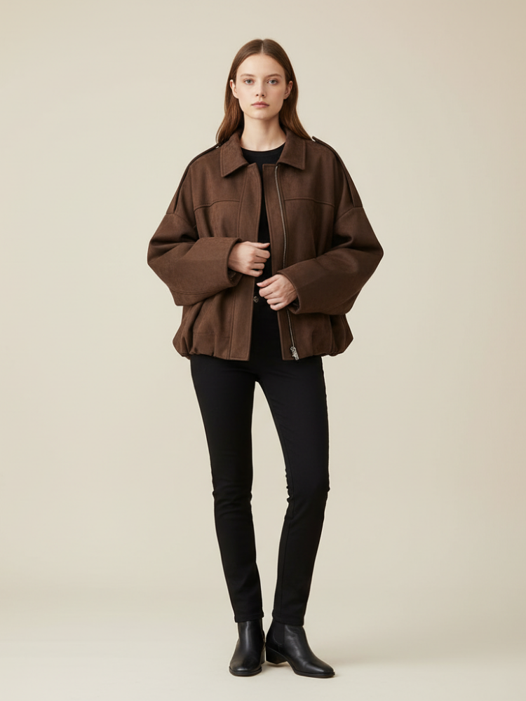 Kaia – Suede Bomber Jacket
