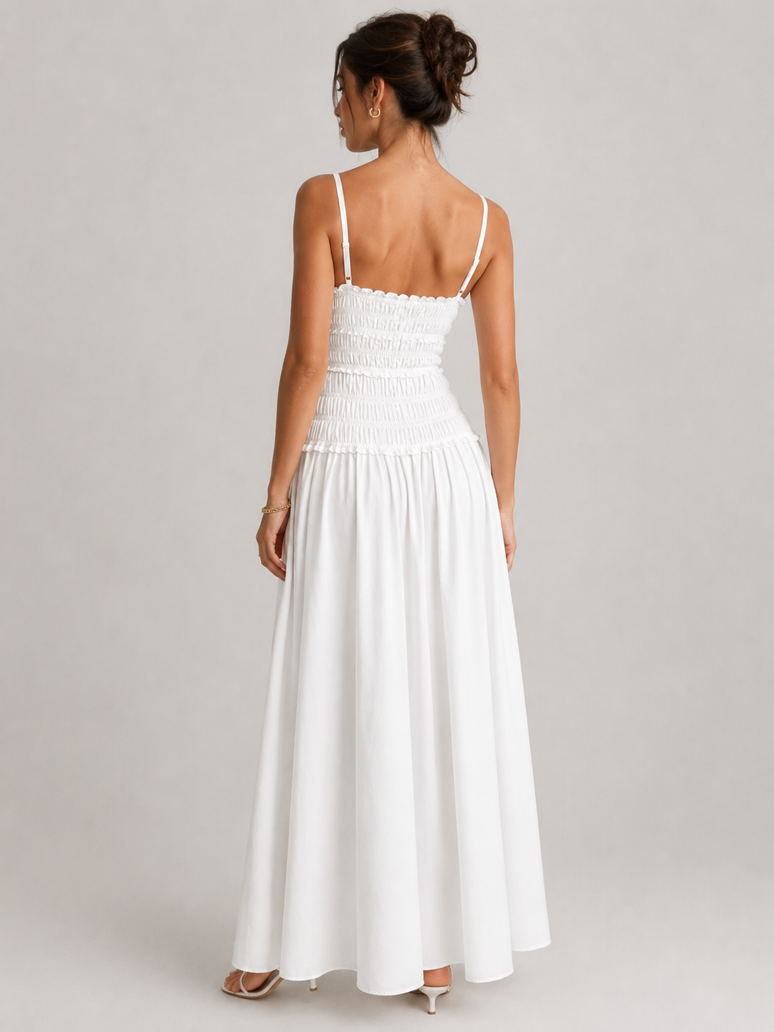 Calma – Ruched Cotton Maxi Dress