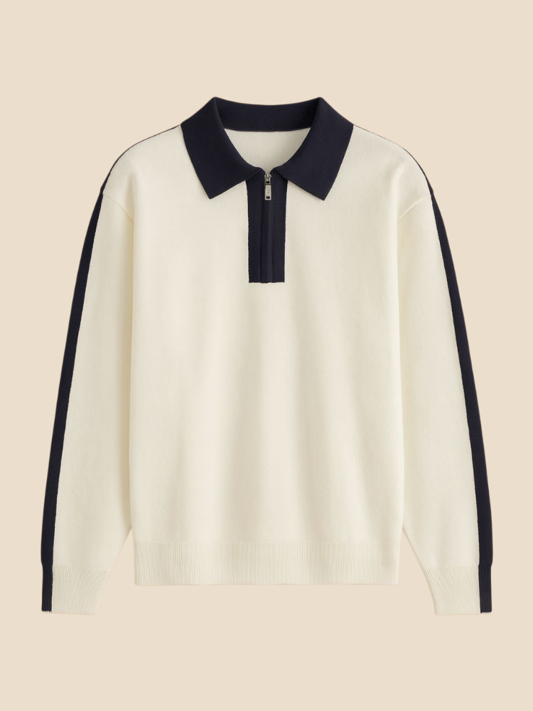 Nico - Contrast Knit Polo Sweater