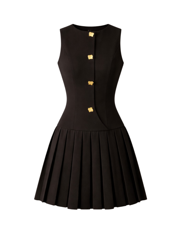 Fable – Pleated Button-Front Mini Dress