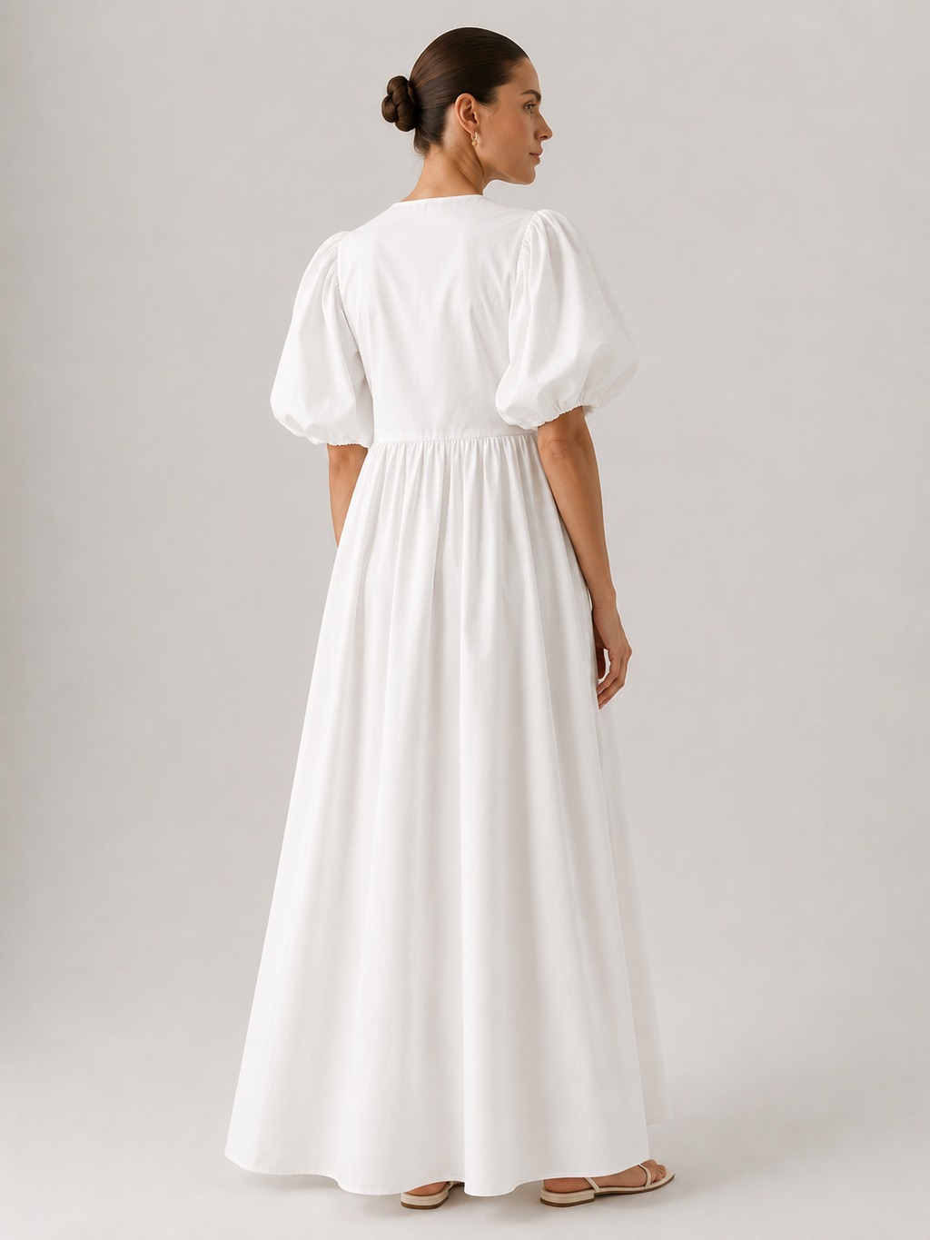 Evelina – Puff Sleeve Cotton Maxi Dress