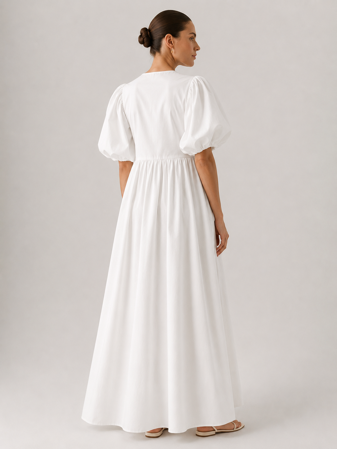 Evelina – Puff Sleeve Cotton Maxi Dress