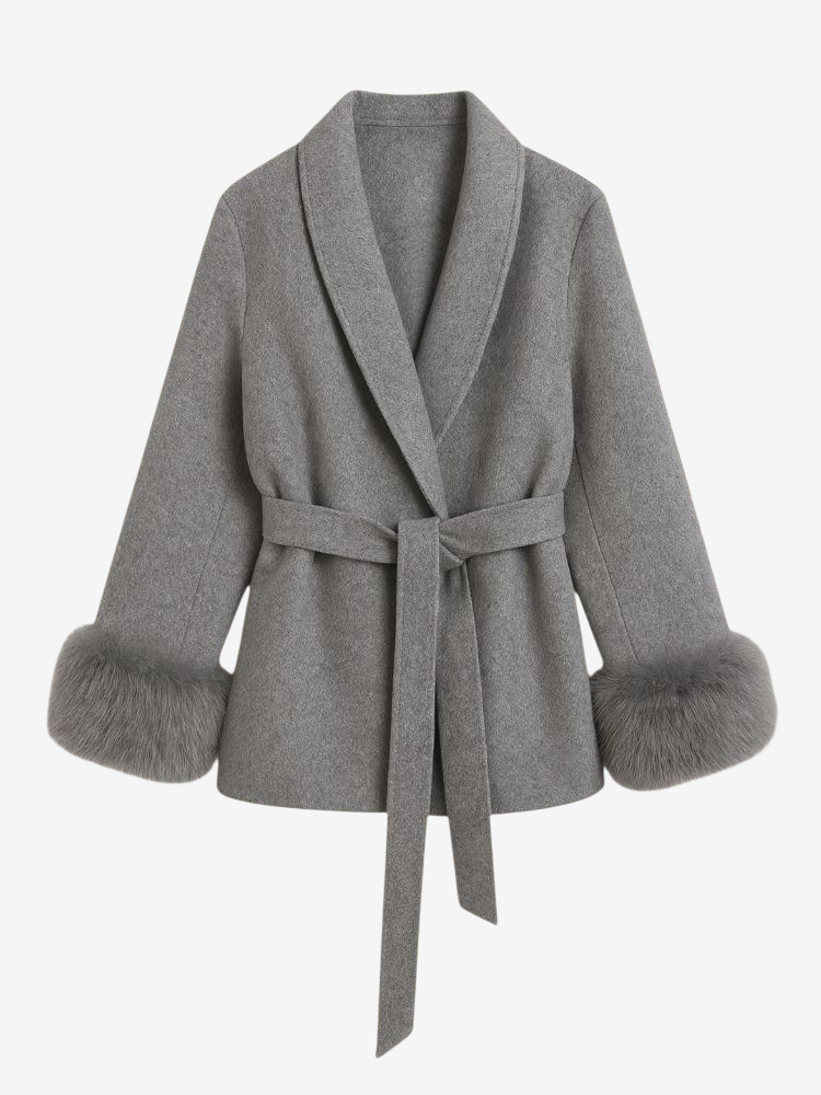 Althea – Furry-Cuff Belted Coat