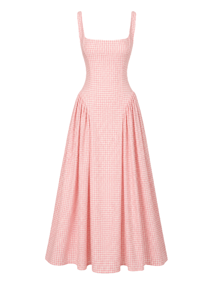 Rosalie – Pink Gingham Maxi Dress