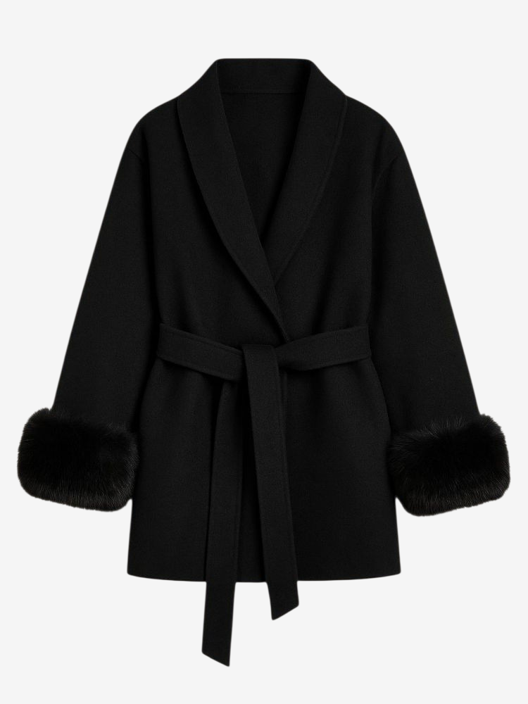 Althea – Furry-Cuff Belted Coat