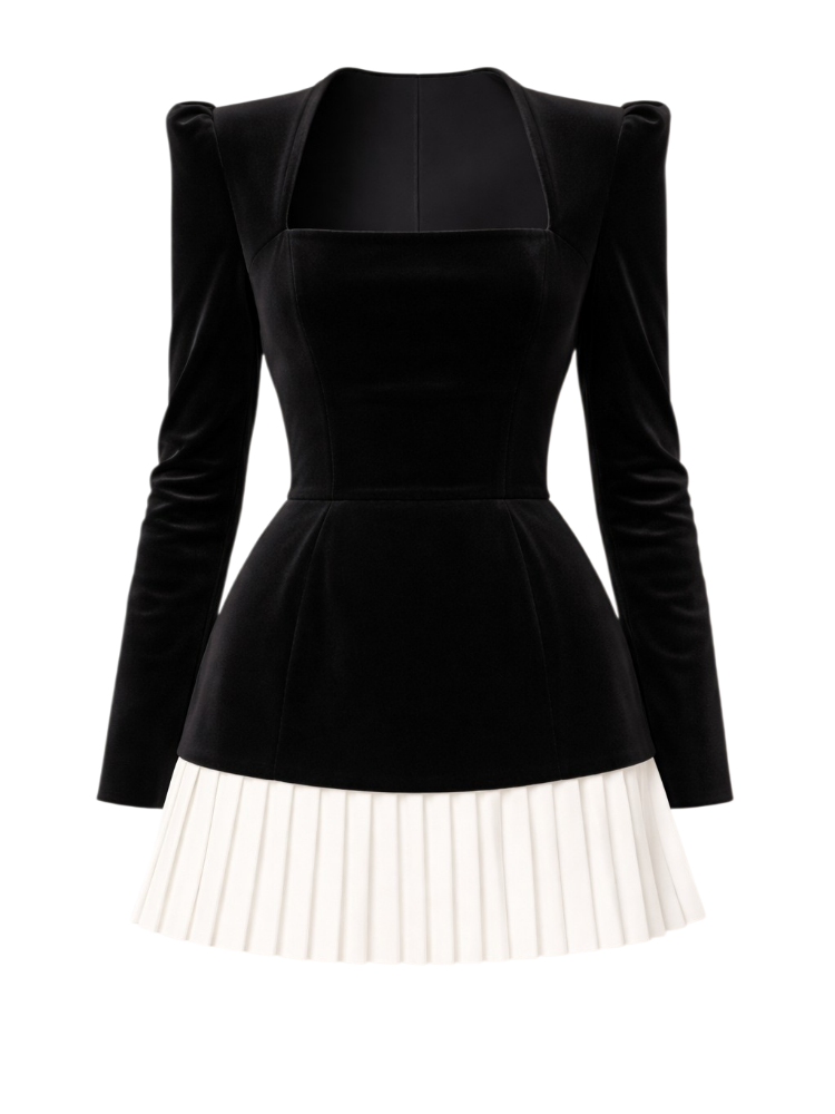 Velmira – Velvet Pleated Mini Dress