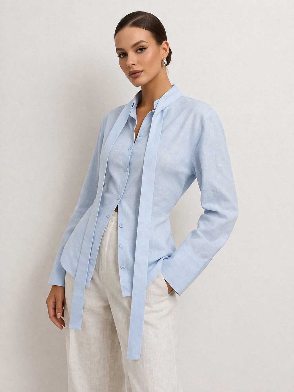 Selva – Tie-Neck Cotton Blouse