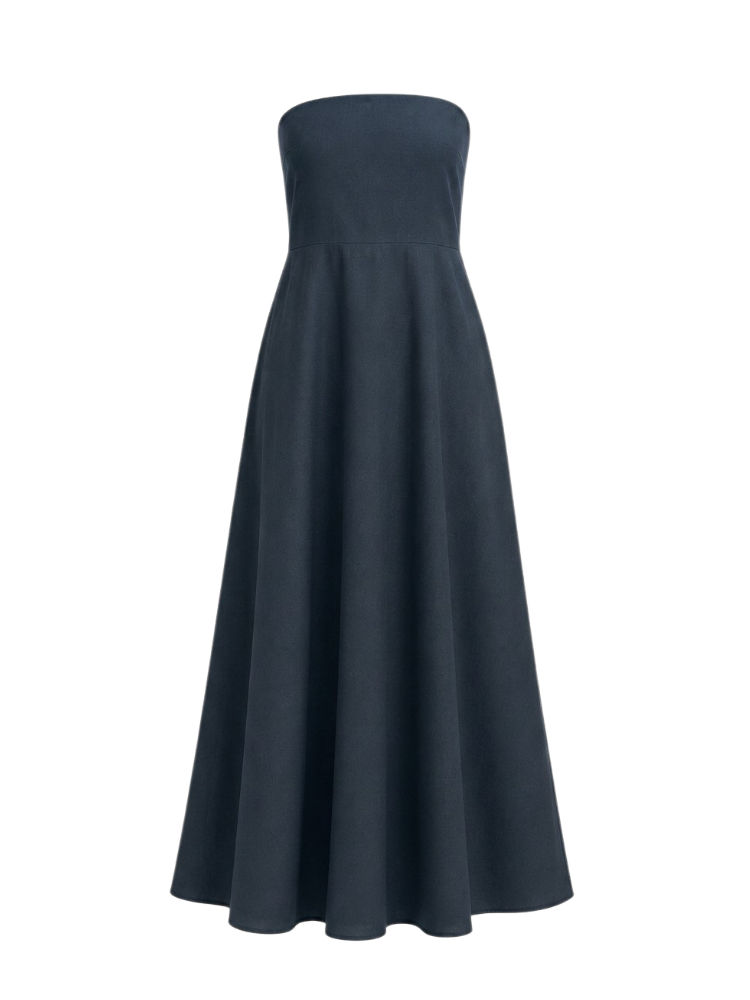 Elodie – Strapless Linen Midi Dress