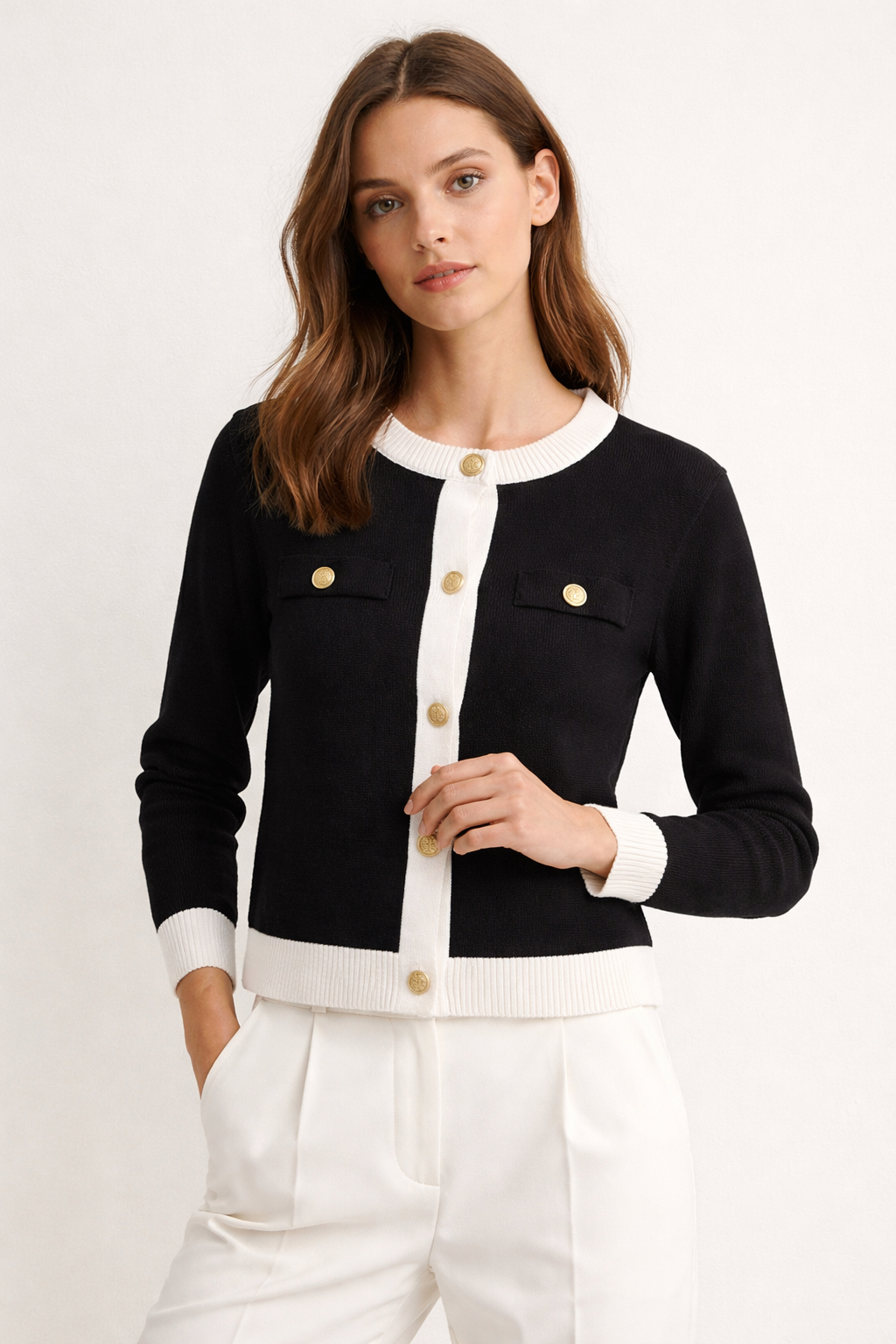 Camelia – Contrast Knit Cardigan