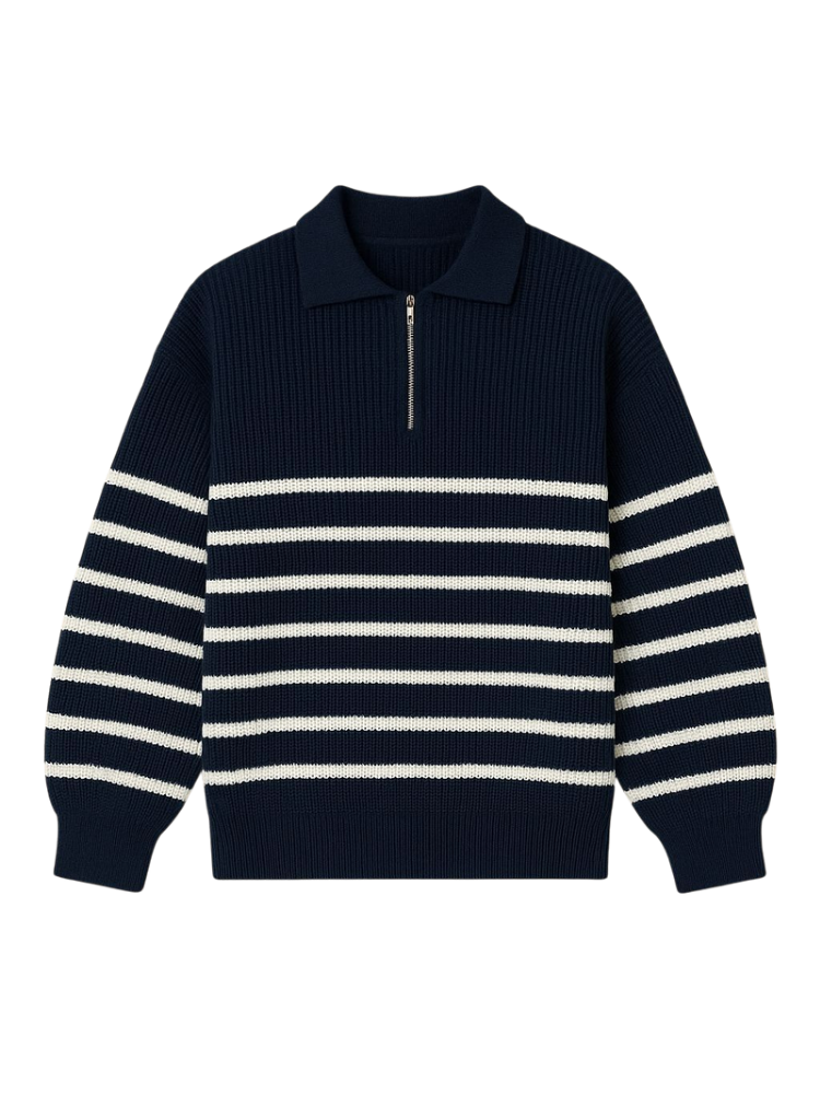 Lupo - Half-Zip Striped Sweater