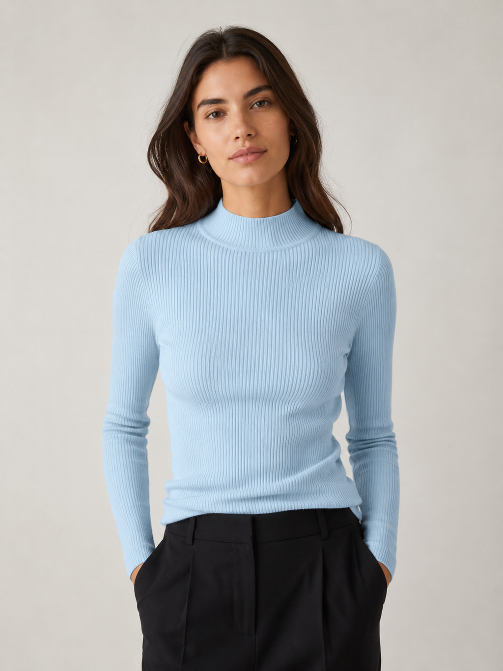 Raya – Ribbed Mock Neck Sweater