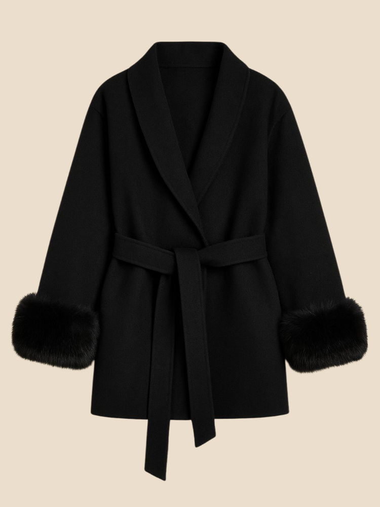 Althea – Furry-Cuff Belted Coat