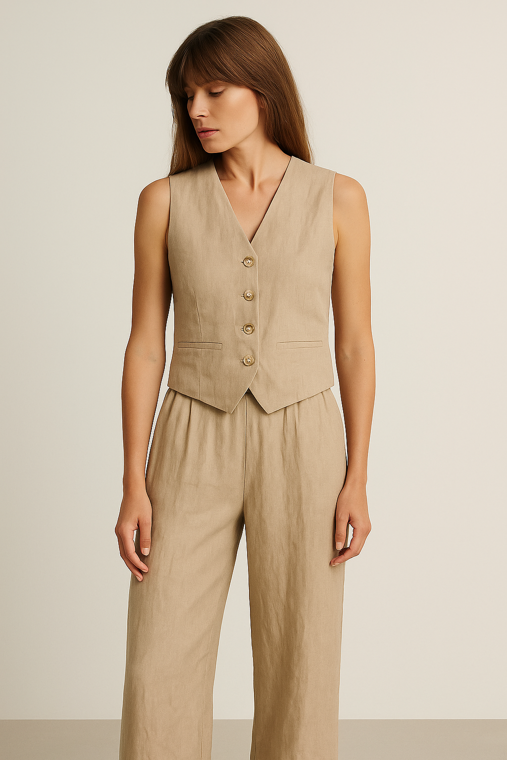 Elira – Linen Cotton Vest Set