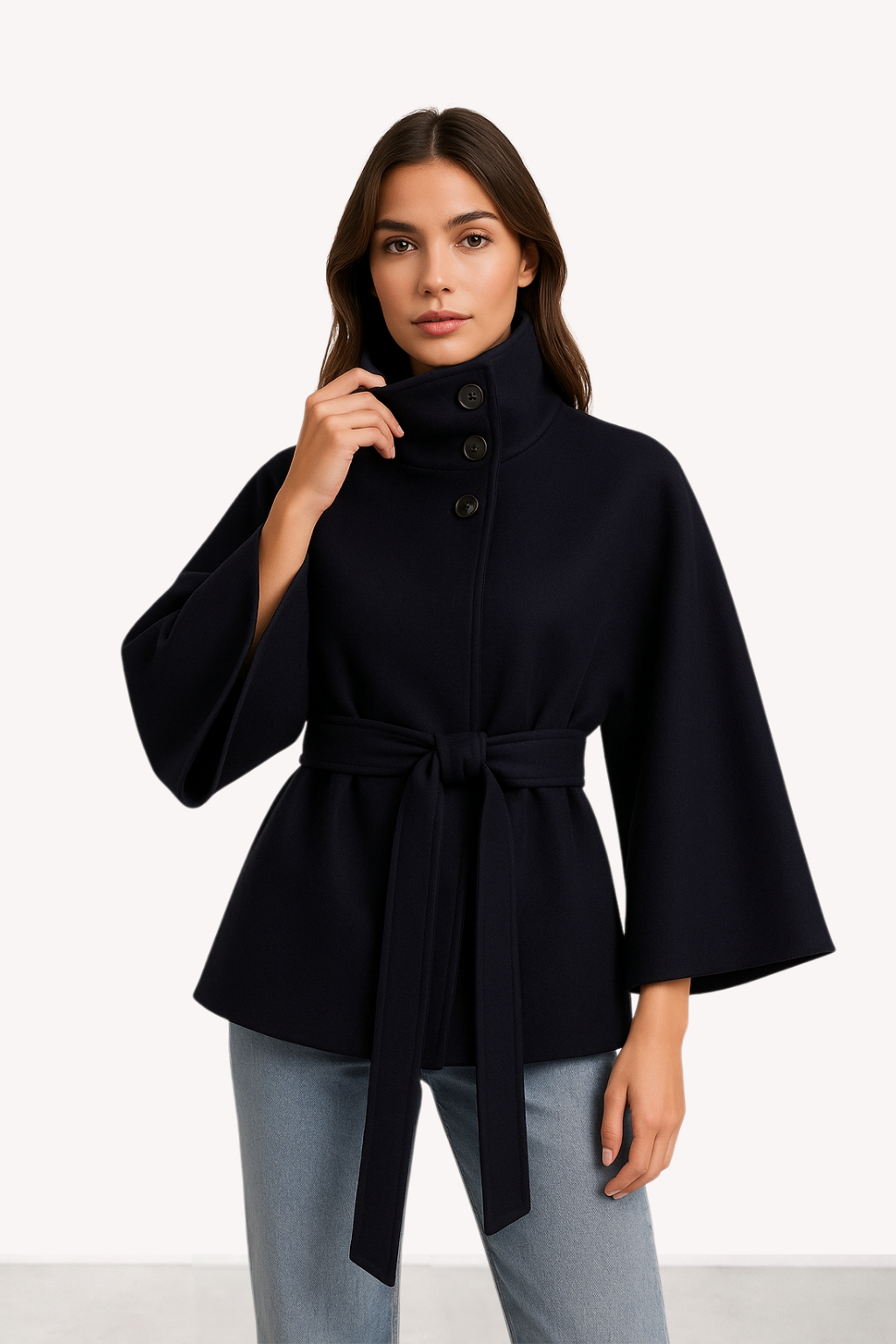 Celia - High-Collar Belted Coat