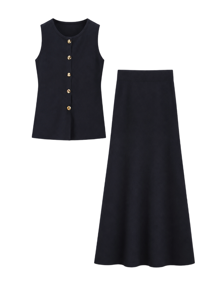 Eline – Knit Vest Skirt Set