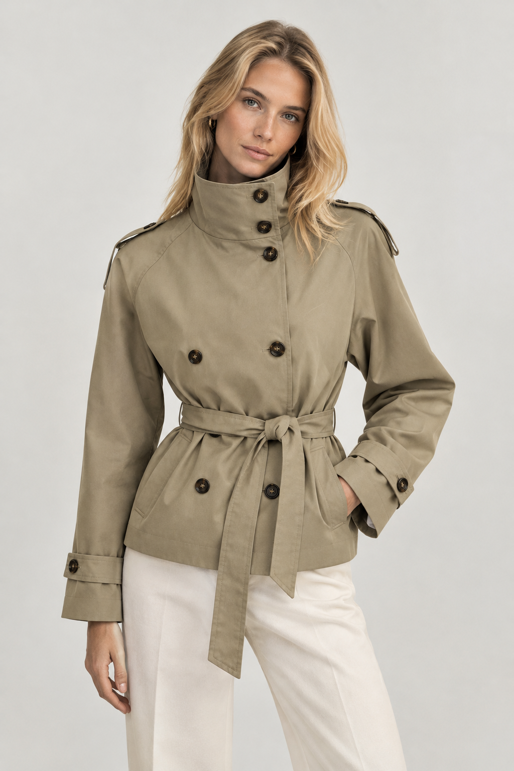 Lume – Belted Cropped Trench Jacket