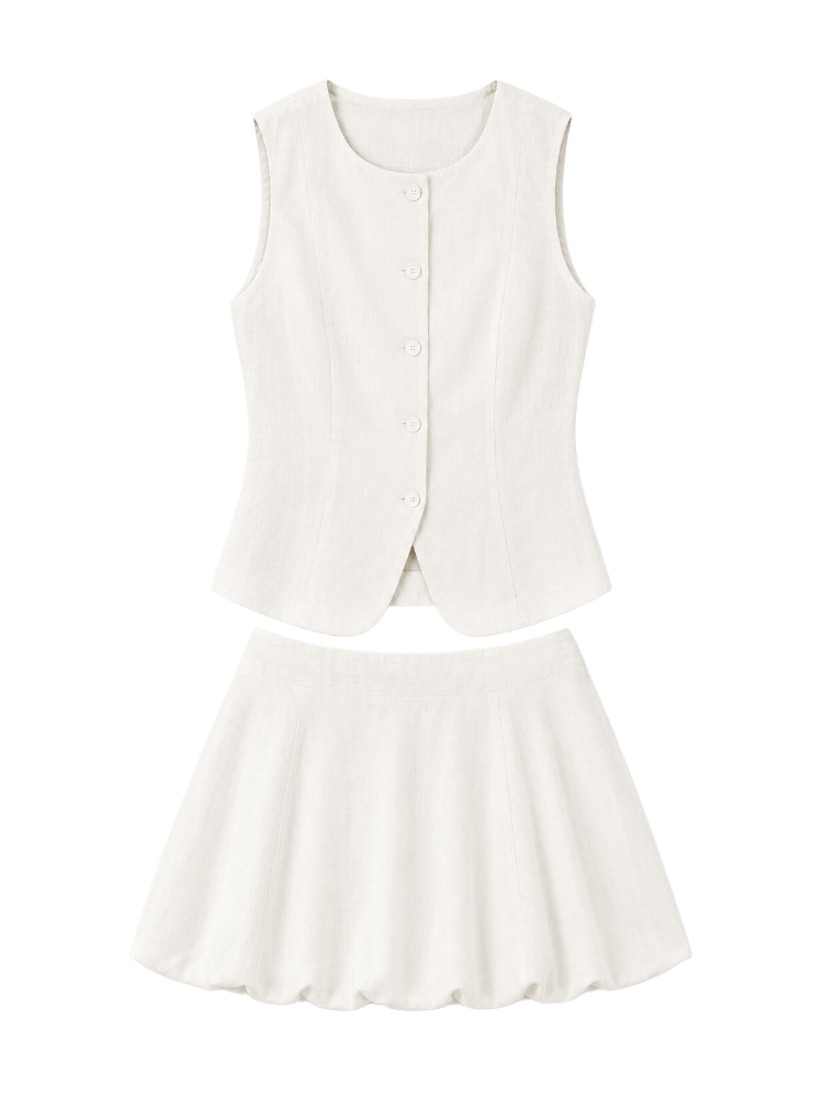 Camille – Cotton Vest & Mini Skirt Set