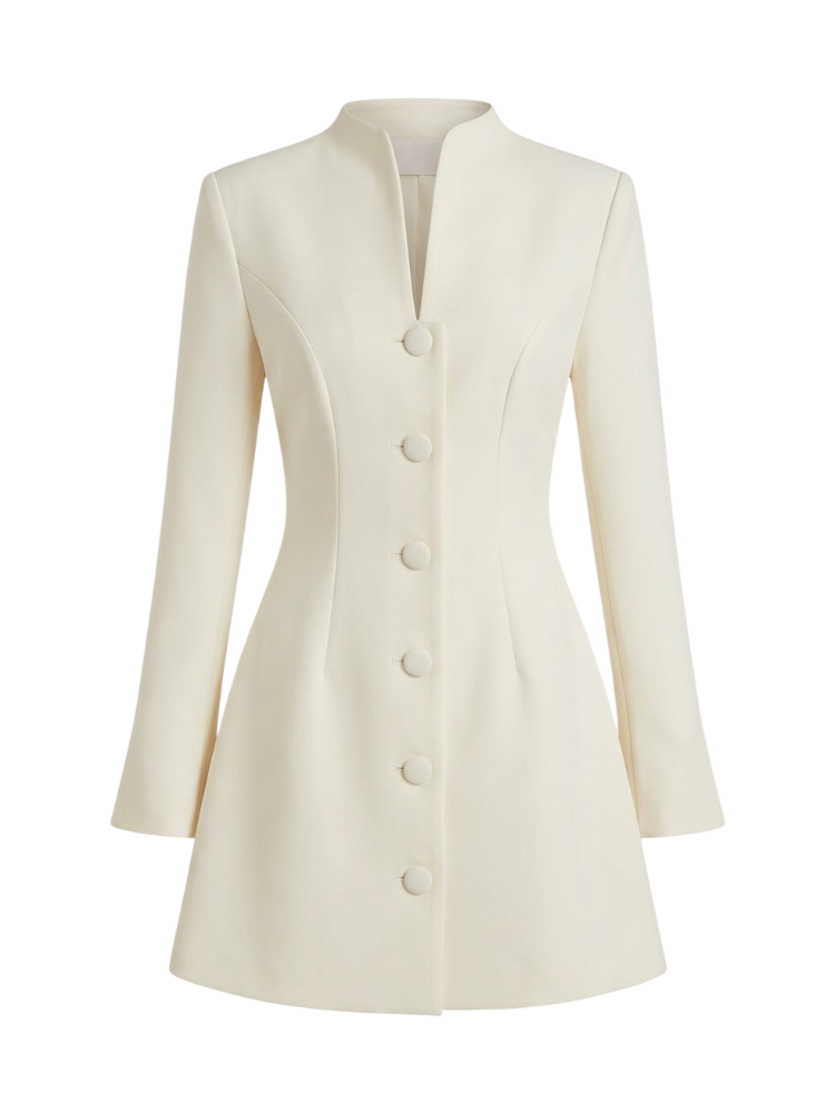 Bella – Sculpted A-Line Button Mini Dress