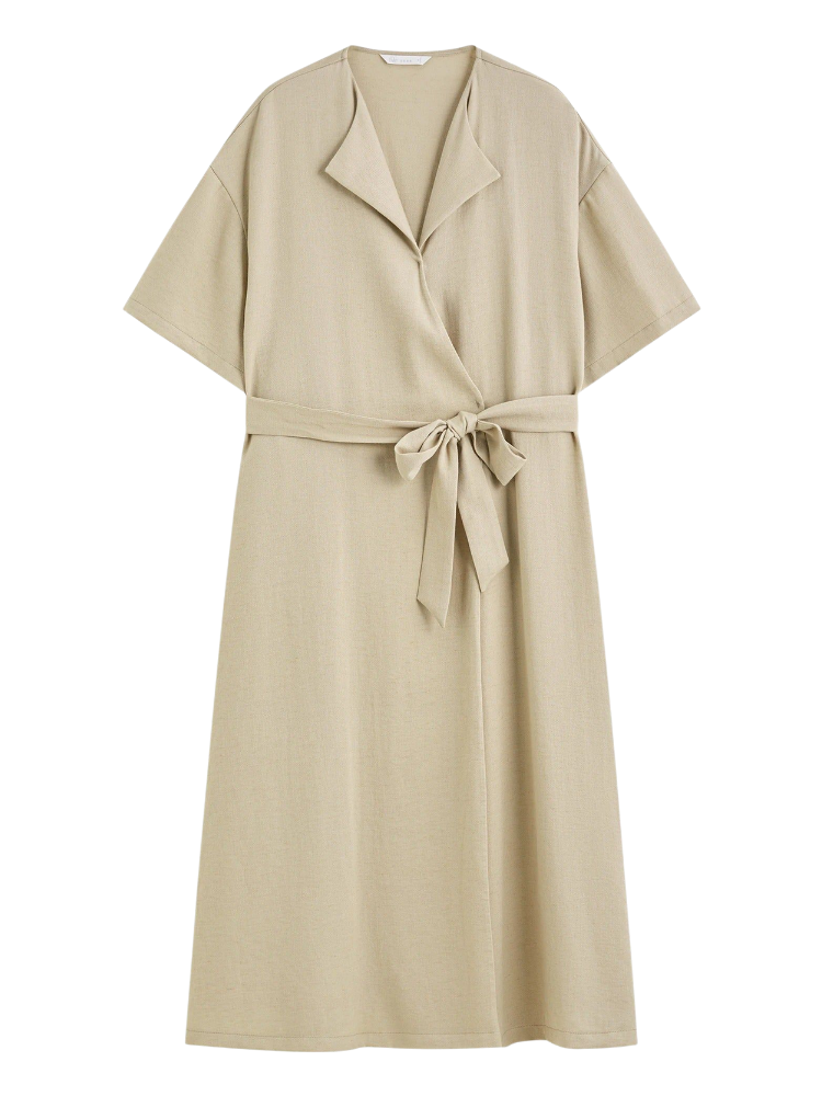 Lina – Linen Blend Waist Midi Dress