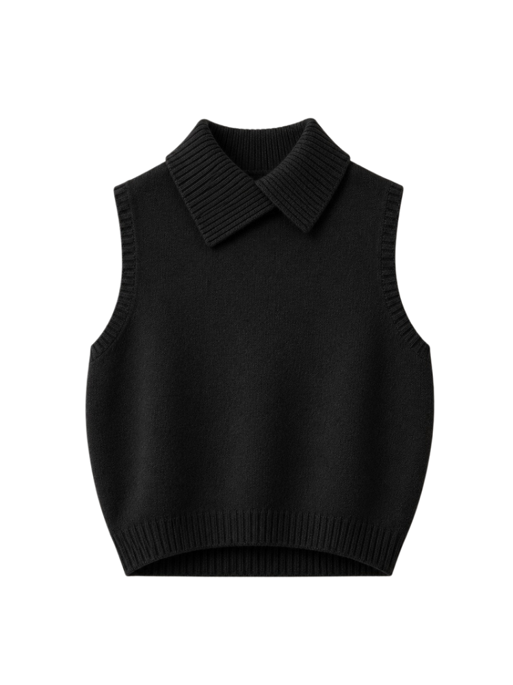 Sophie – Sleeveless Knit Collar Vest