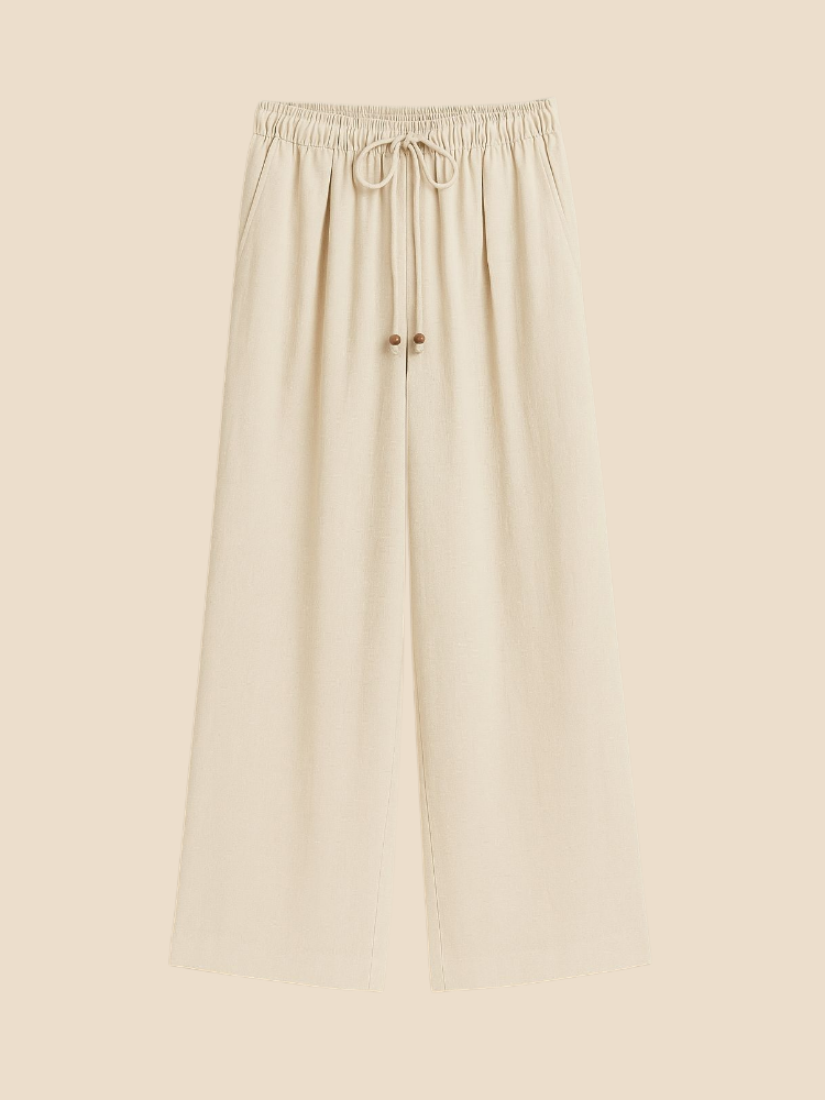 Nola – Linen Blend Elastic Waist Pants