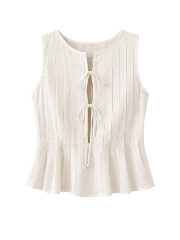 Biora – Lace-Up Ribbed Tank Top